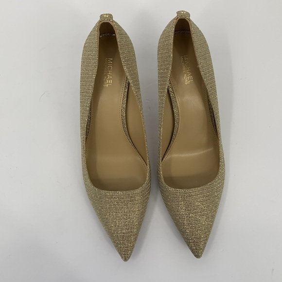 Michael Kors Alina flex pump shoe heel gold glitter chain mesh metallic new 9.5 - Picture 4 of 8